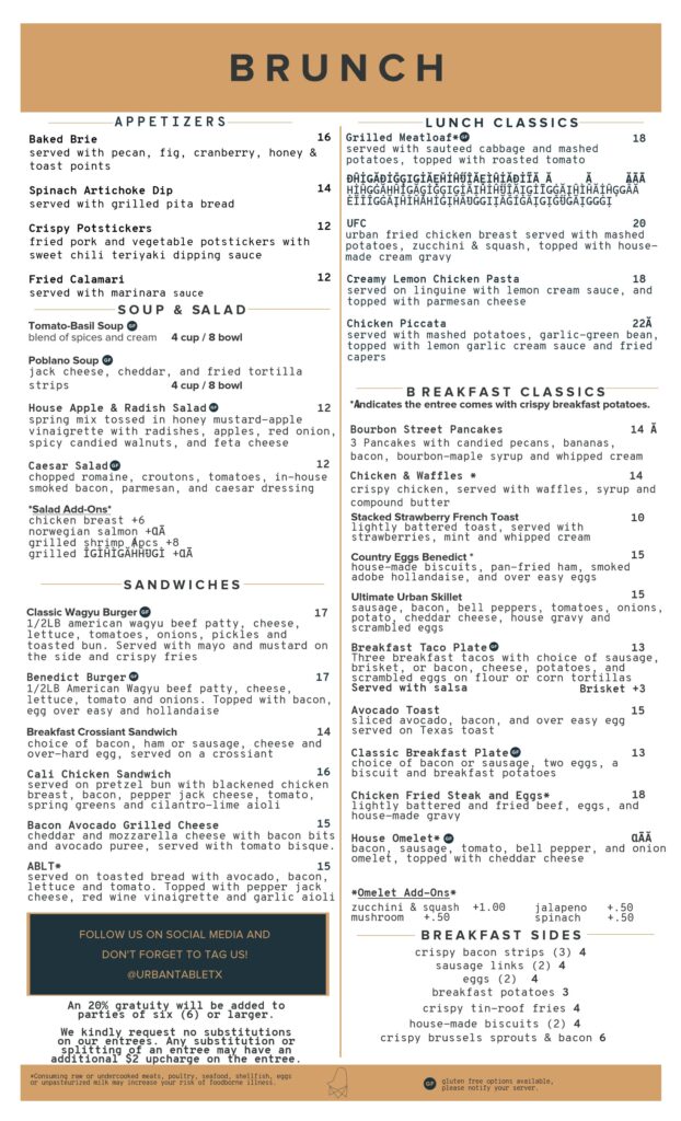 Urban Table Menu & Prices List Singapore 2026